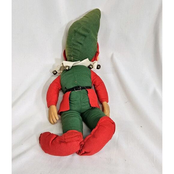 Vintage Rushton Red & Green Christmas Elf Rubber Face 17" Plush Decor - Picture 8 of 12